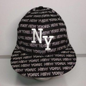 New York Yeshi Caps Embroidered Black & White Fitted Size 7 Baseball Style Hat